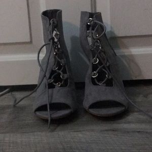 Grey Open-Toed Booties